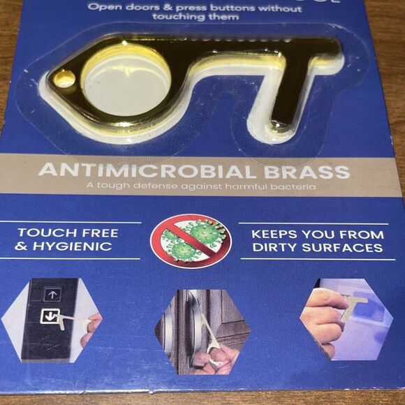 No-Touch Key New In Package Keyring Anti Microbial Brass Open Package Tagco - Picture 4 of 10